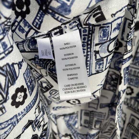 Karl Lagerfeld Love From Paris All Over Print Button Front Roll Tab Slee… - Picture 5 of 7